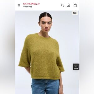 Monoprix Green Alpaca Blend Sweater Shirt
